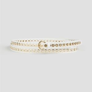 Sandro Women's Adelia Eyelet Double Belt White and Gold Women's Belt